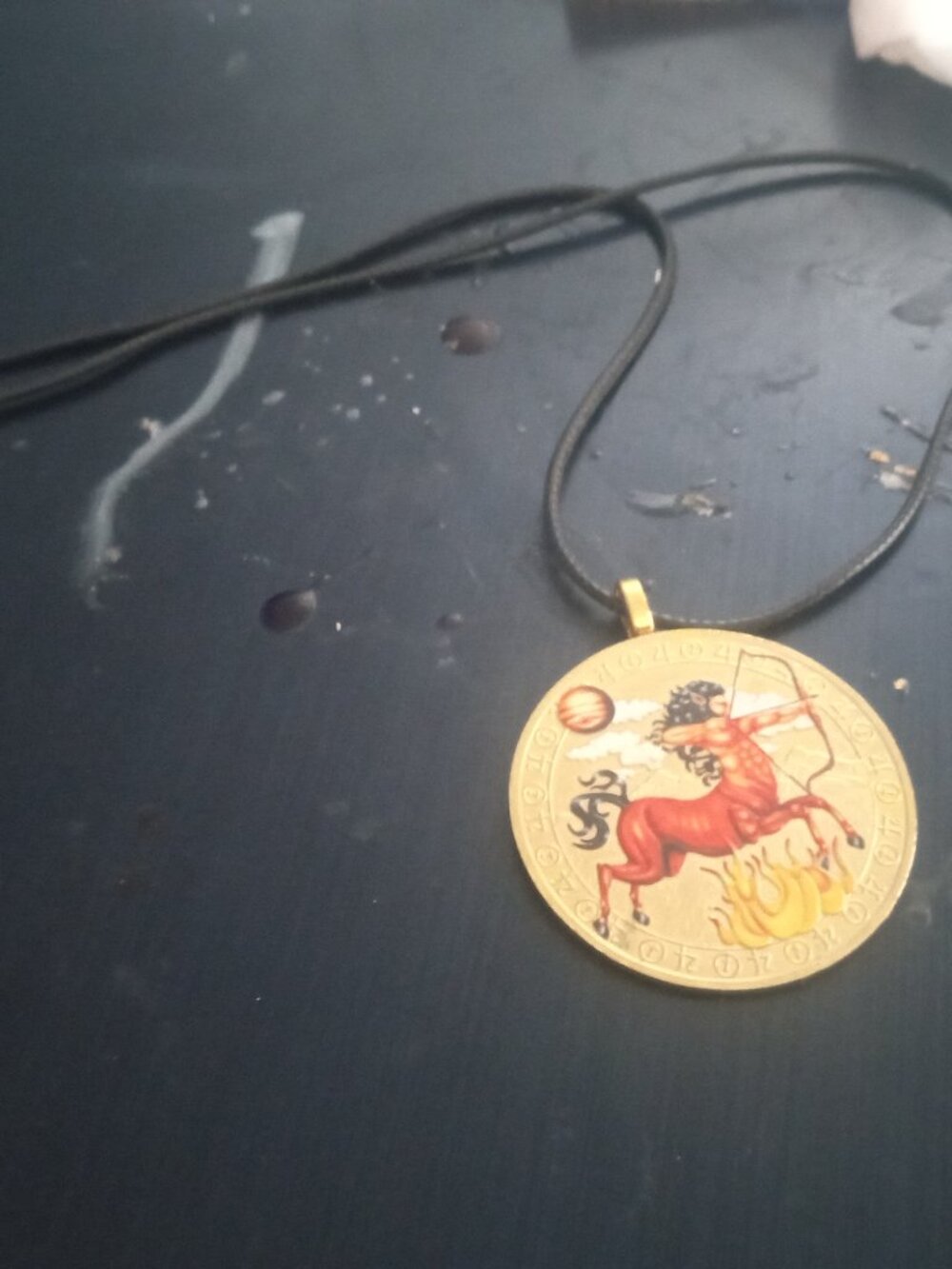 Handmade Sagittarius Coin Necklace Red Centaur